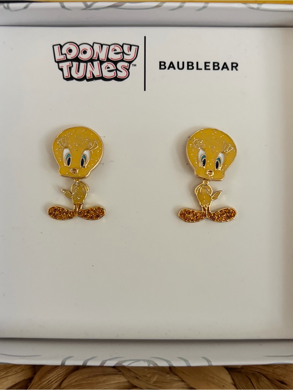 BaubleBar Tweety Bird Yellow Enamel Stud Earrings